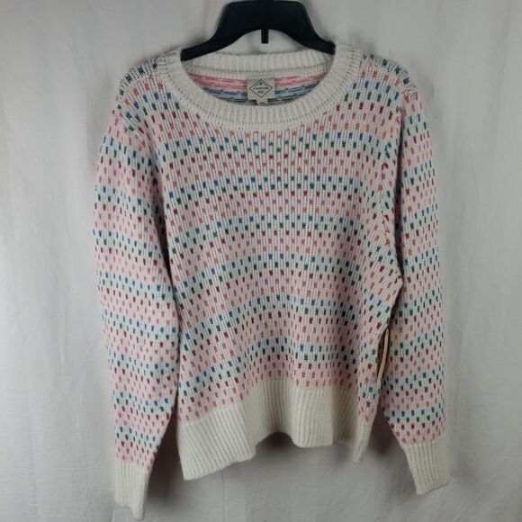 St John's Bay Women's Petite XXL White & Rainbow Polka Dot Sweater - Picture 1 of 12